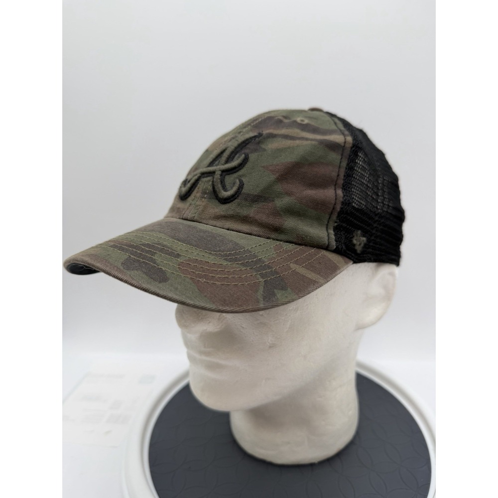 Atlanta Braves 47 Brand Closer Camo Mesh Stretch Fit Trucker Hat Cap MLB